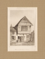 Здание XVII века в Лестере Офорт, середина XIX века Франция артикул 1763c.