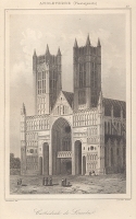 Cathedrale de Lincoln - Гравюра (середина XIX века, Западная Европа) артикул 1771c.