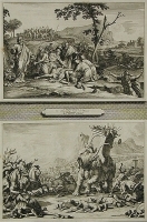 Mort de L'impie Antichus Mort Genereuse d'Eleazar Гравюра (начало XVIII века), Западная Европа артикул 1903c.